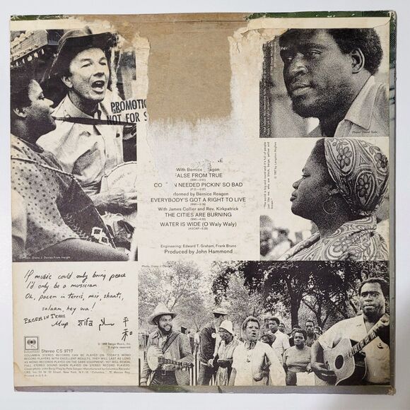 Pete Seeger Now W/Bernice Reagon, Fred Kirkpatrick LP Columbia G/VG Folk '68 - Picture 2 of 4